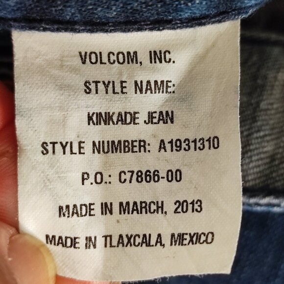 Volcom Kinkade jeans men's size 32 rinsed indigo classic straight fit stretch - Picture 9 of 16